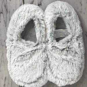 Warmies Gray Microwaveable Heated Slippers Cozy Faux Fur Non-Slip Soles One Size
